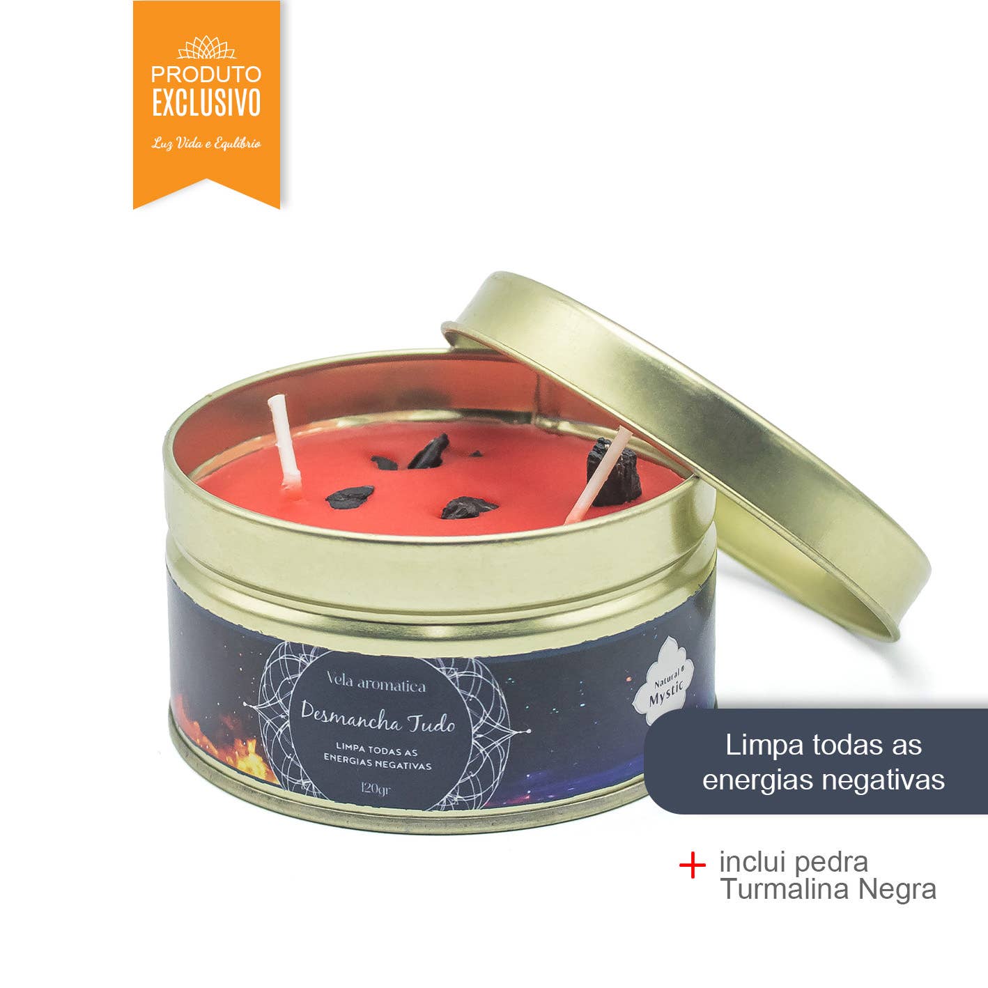 Natural Mystic Alles Oplossen Kaars met Halfedelstenen 120g – Esoterica Arte