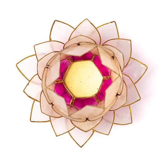 Lotus sfeerlicht roze/lichtroze goudrand groot