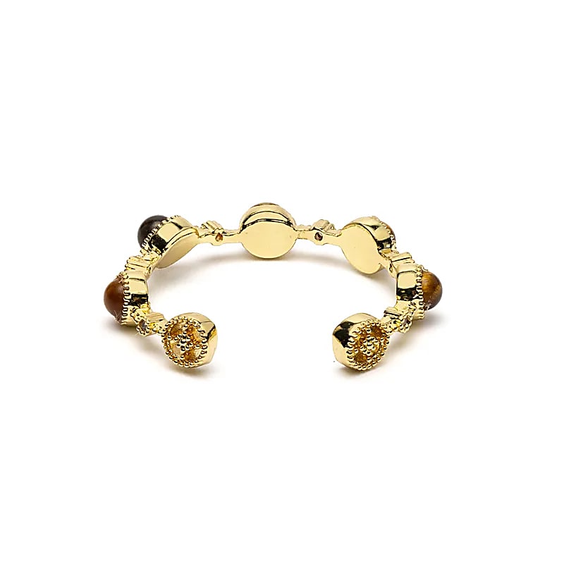 Verstelbare Ring met Tijgeroog | Goudkleurig | One Size
