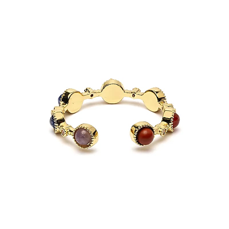 Verstelbare Ring met 7 Chakra Stenen | Goudkleurig | One Size