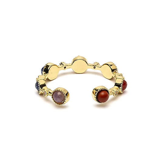 Verstelbare Ring met 7 Chakra Stenen | Goudkleurig | One Size
