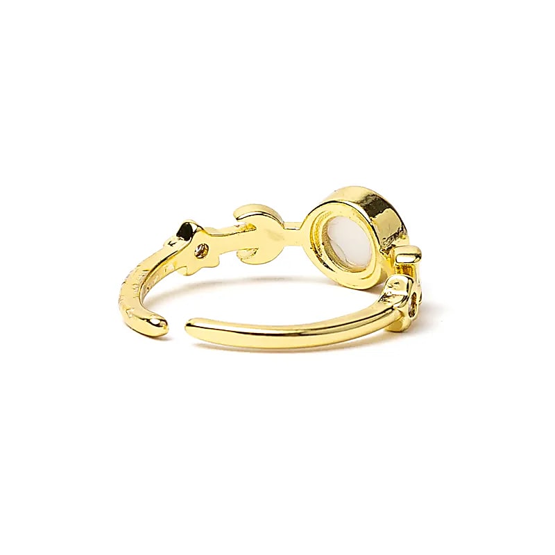 Verstelbare Ring Maanfasen met Witte Agaat | One Size