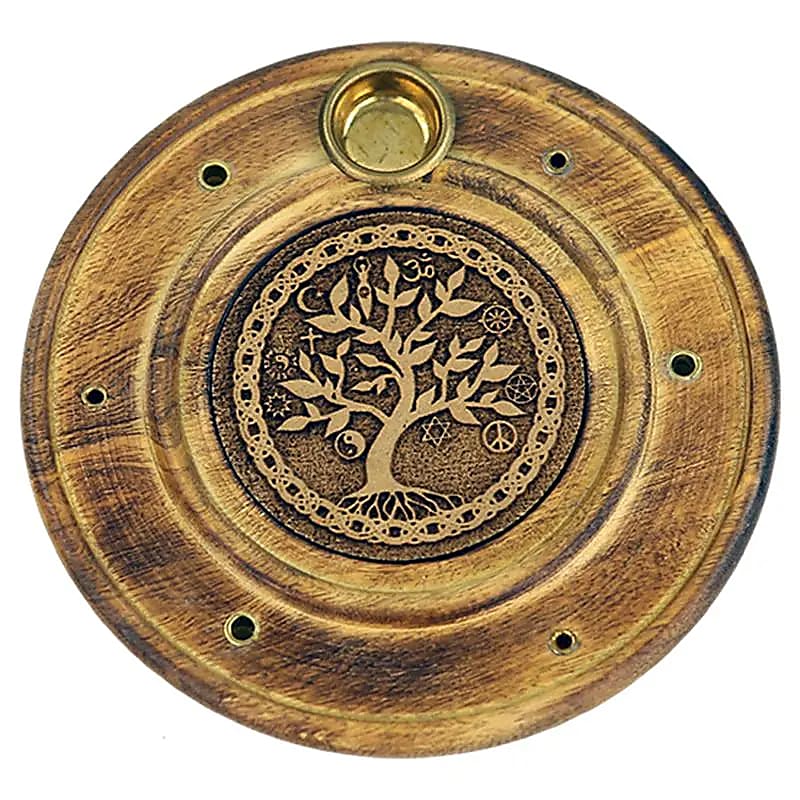 Wierookhouder Levensboom | Gegraveerd Hout | Amstercharmed