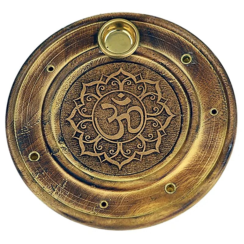 Wierookhouder Ohm Lotus | Gegraveerd Hout | Amstercharmed