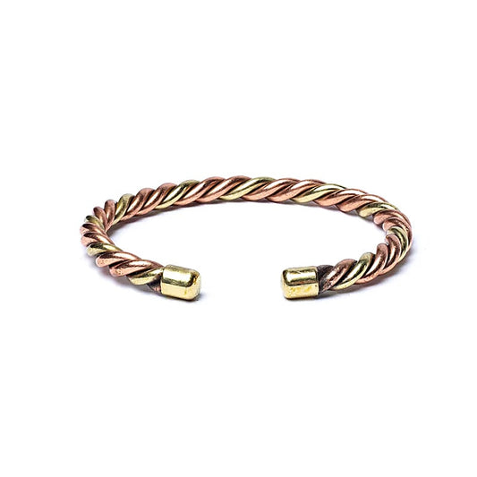Gedraaide Armband Brons- & Goudkleurig | Messing & Koper | Verstelbaar