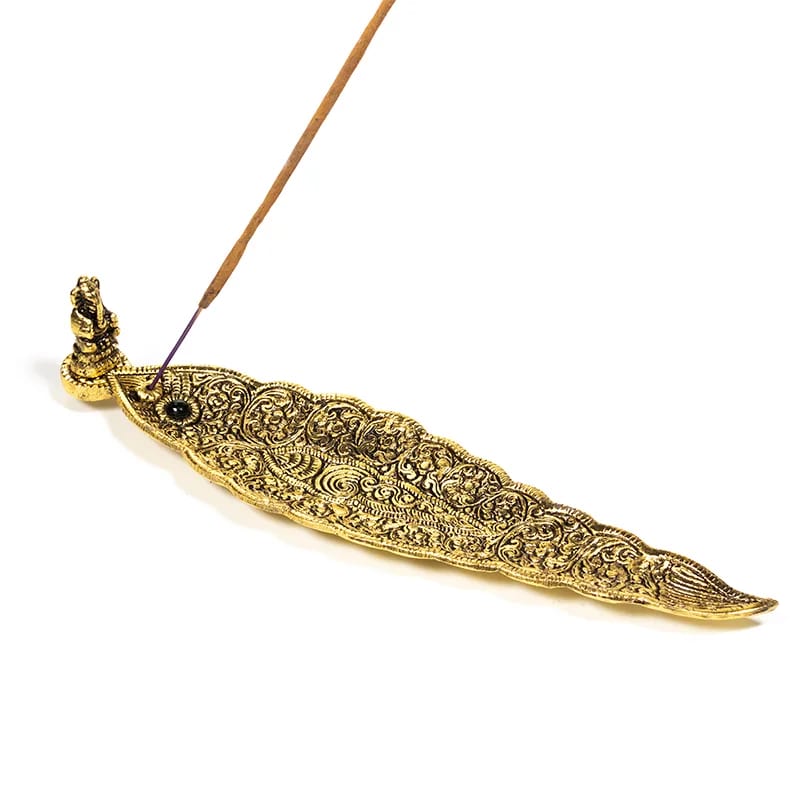 Wierookhouder Ganesha Bladvorm | Goudkleur | Amstercharmed