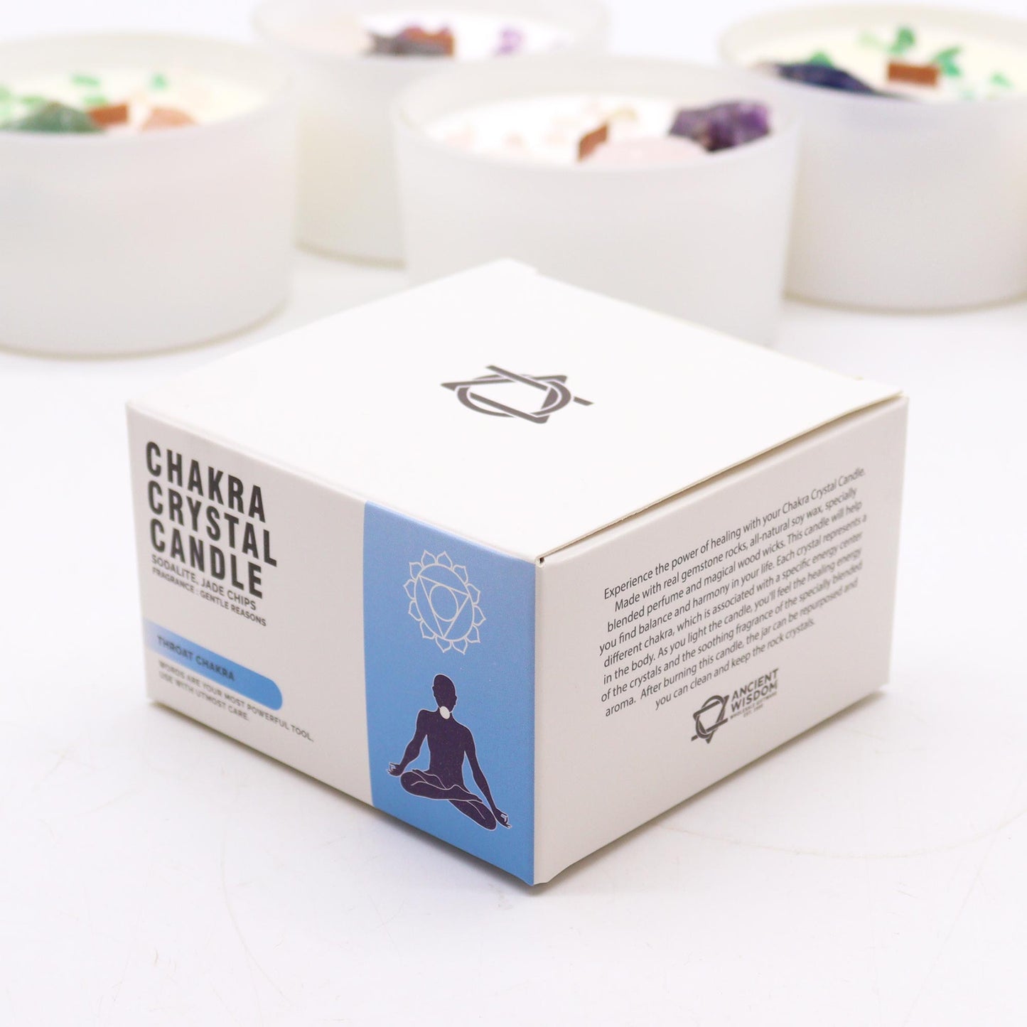 Chakra Kristallen Kaarsen - Keelchakra