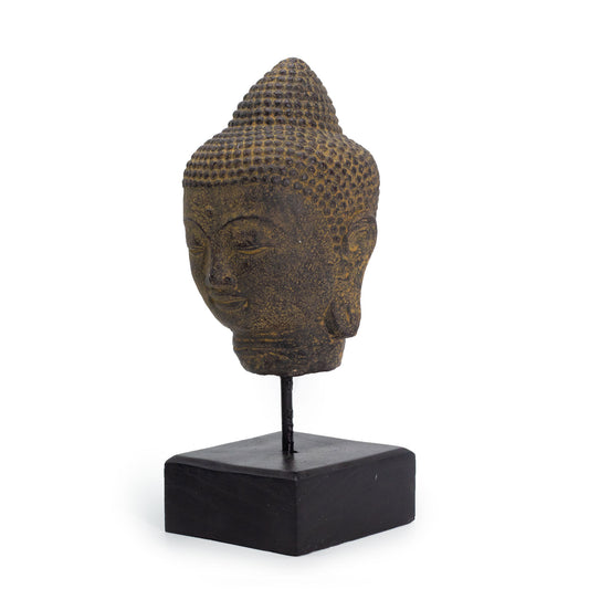 Silent Buddha Head on Stand - Grey