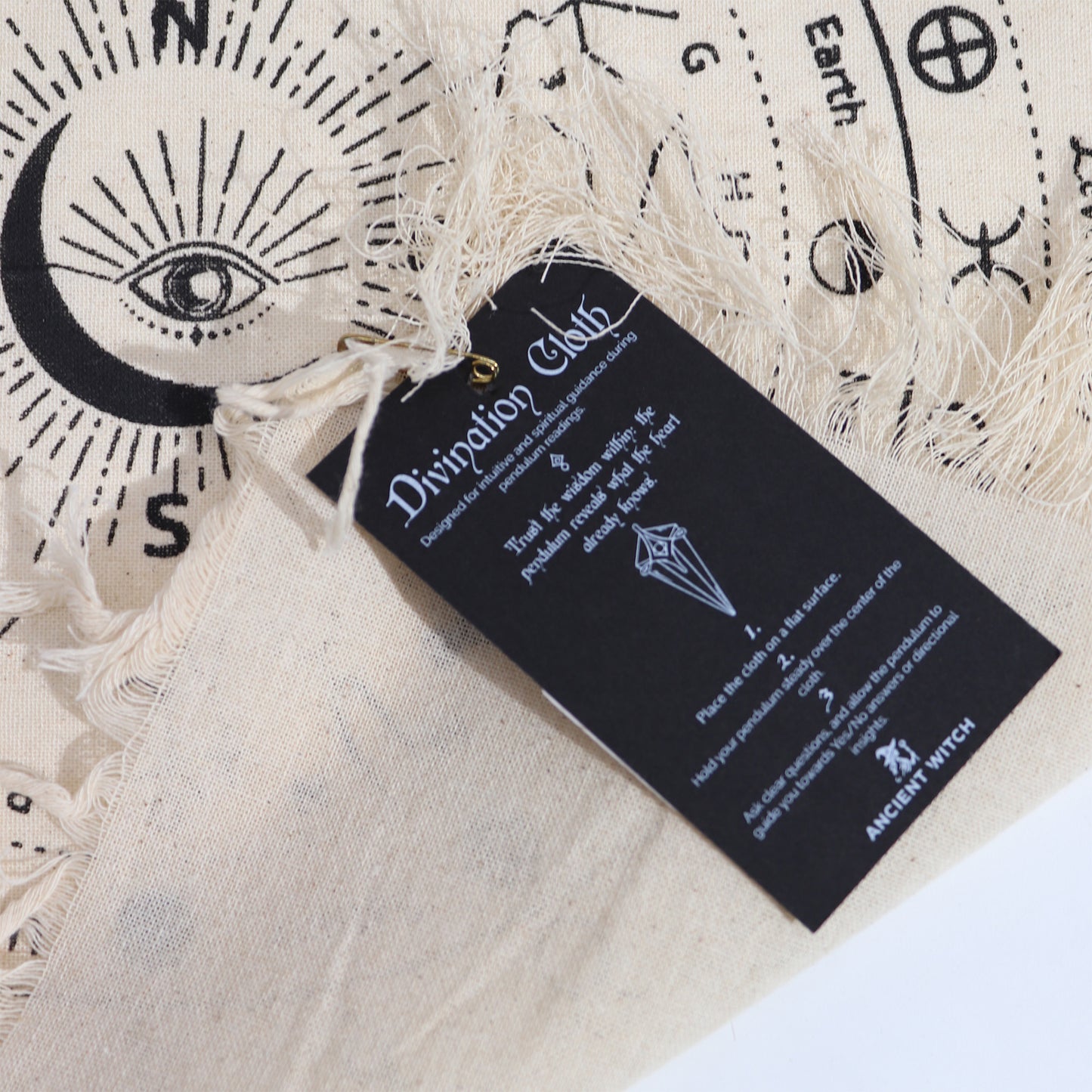 Pendel Waarzegdoek Alziend Oog | Natuurlijk & Zwart | Divinatie & Tarot