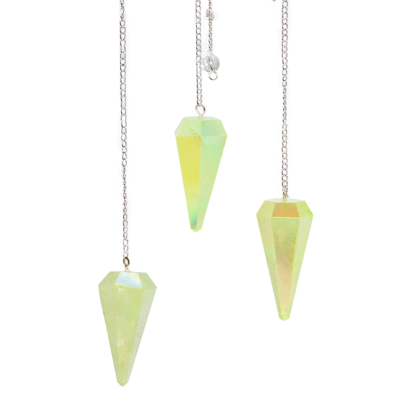 Kristallen Pendel Lichtgroen Aurora – Zeszijdige Pendel 4 cm voor Pendelen & Heling