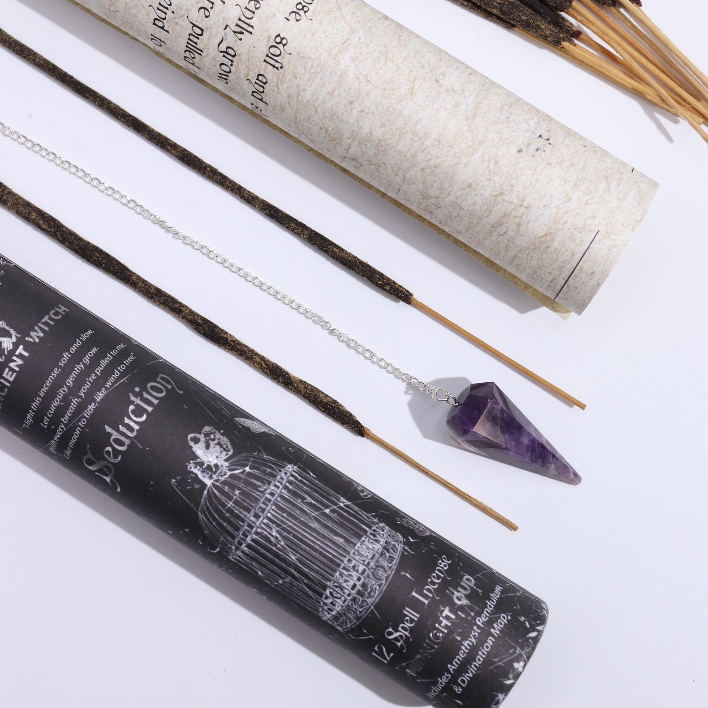 Ancient Witch Spreuk Wierook Verleiding | Met Amethist Pendel | Amstercharmed