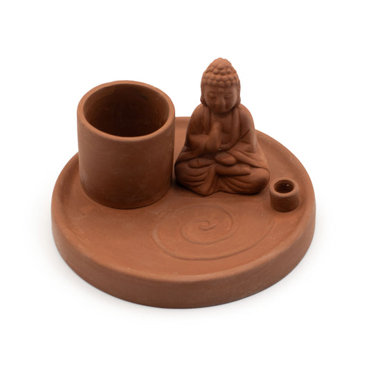 Boeddha Wierookhouder Terracotta | Wierookplaat Keramiek | Amstercharmed