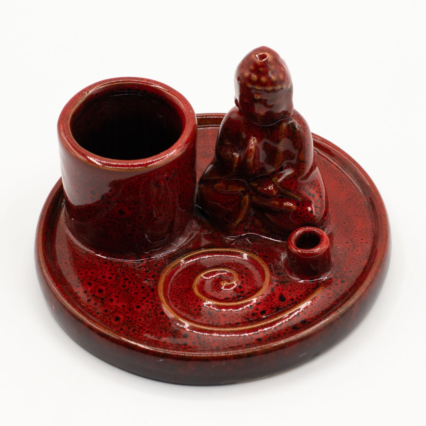 Boeddha Wierookhouder Keramisch Zacht Rood | Wierookplaat | Amstercharmed