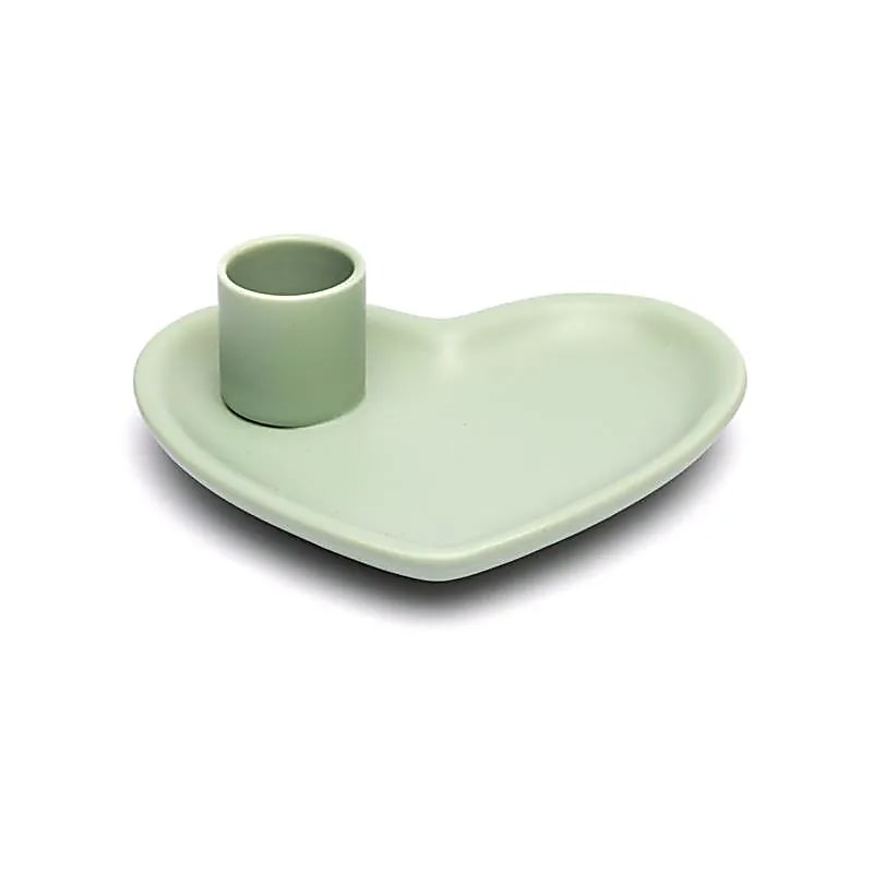 Ceramic smudge bowl and palo santo burner heart shape pastel green