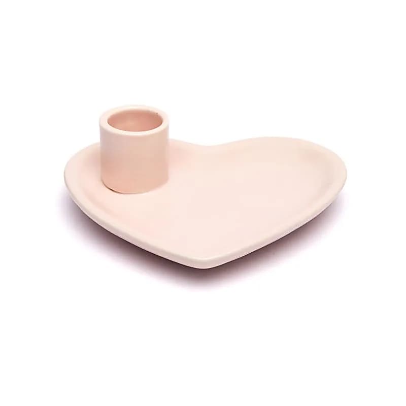 Ceramic smudge bowl and Palo Santo burner heart shape pastel pink