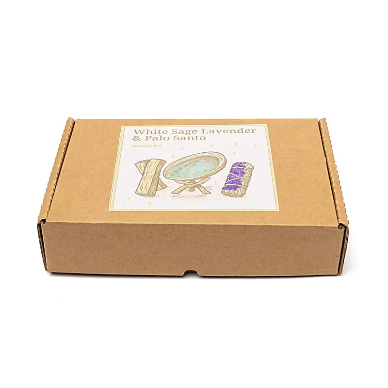 Smudge Set | Witte Salie, Lavendel & Palo Santo met Abalone Schelp | Amstercharmed