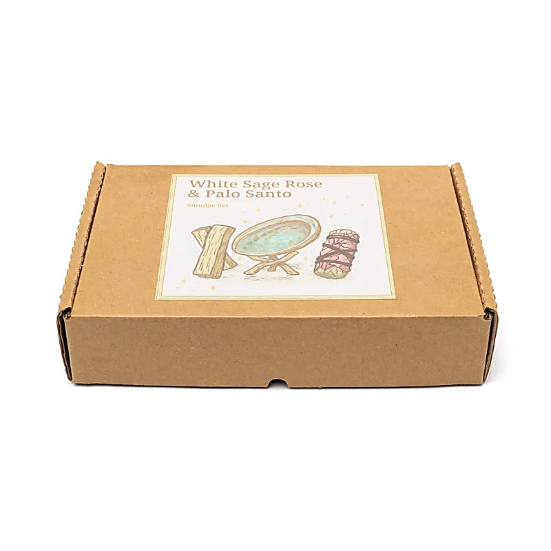 Smudge Set | Witte Salie, Roos & Palo Santo met Abalone Schelp | Amstercharmed