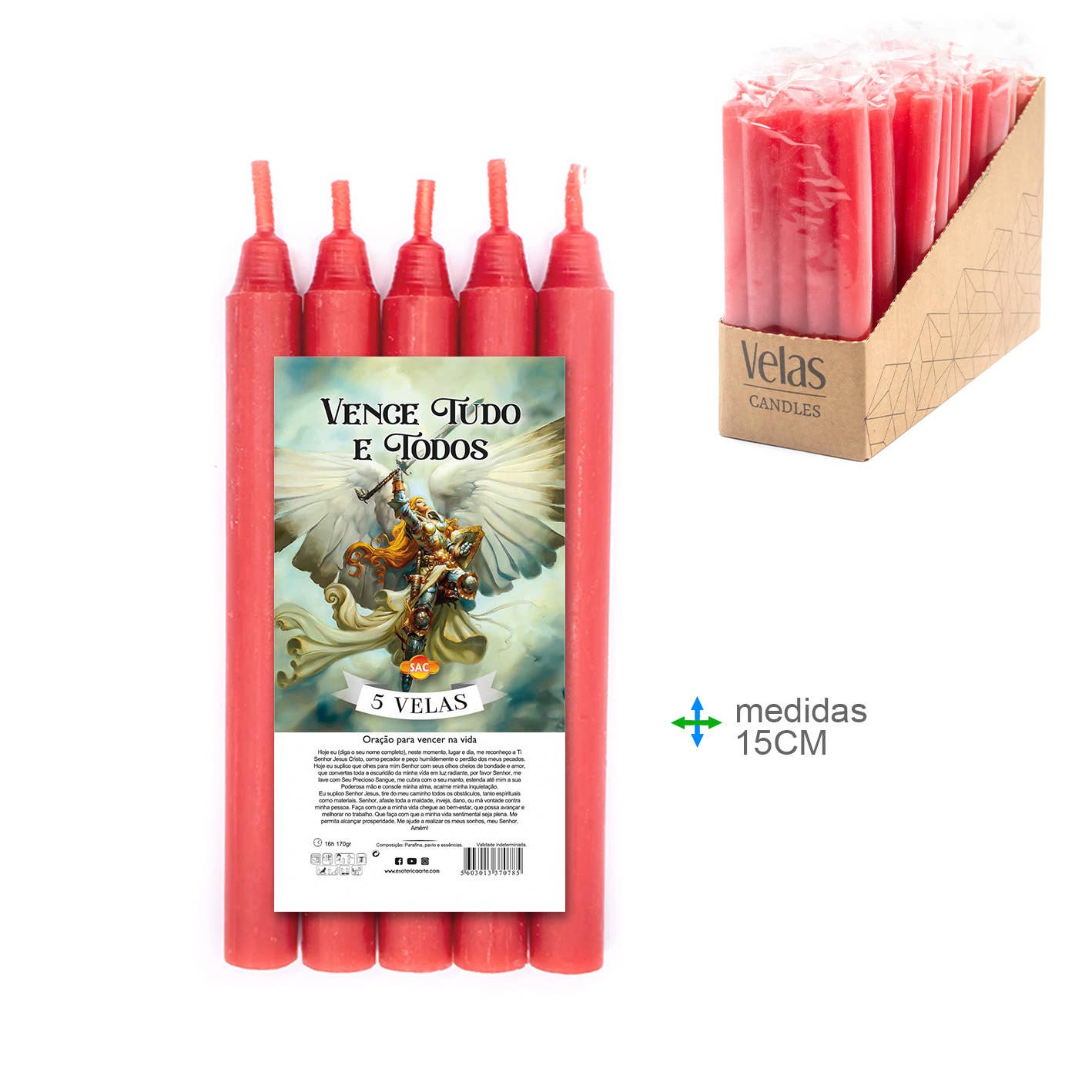 Rituele kaars Verovert alles en iedereen 1,5 x 15 cm (5 stuks)