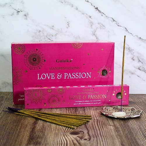 Goloka Manifestations wierook Love & Passion met rozenkwarts edelsteen
