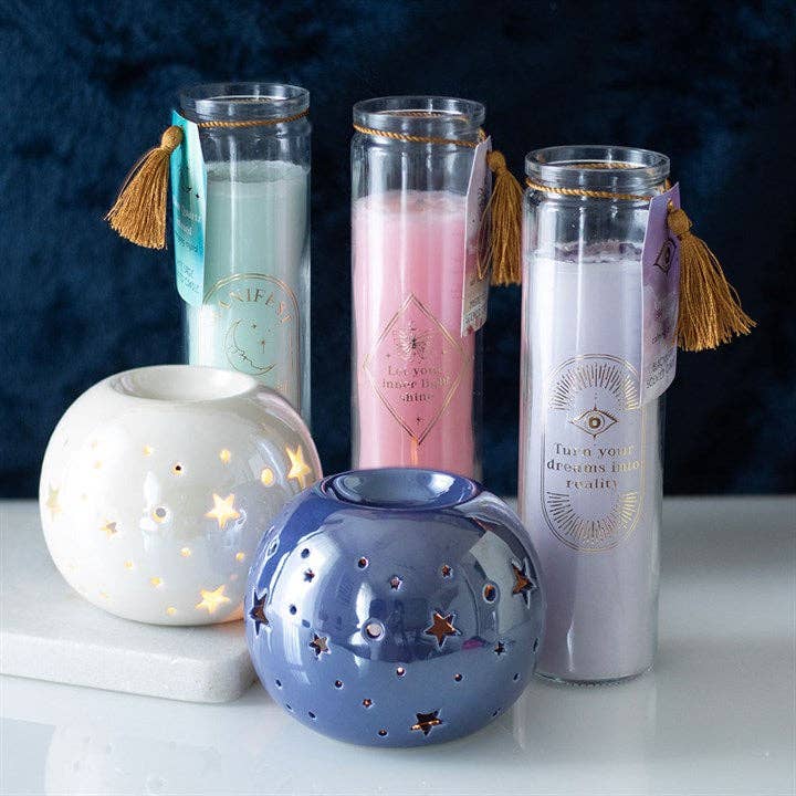 Mystical Rose Tube Candle with Rose Quartz Crystals