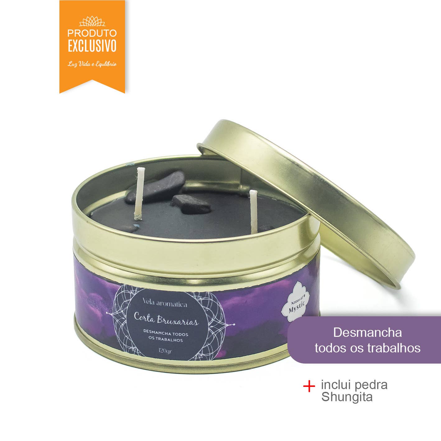 Natural Mystic Snijdt Hekserijen Kaars met Halfedelstenen 120g – Esoterica Arte