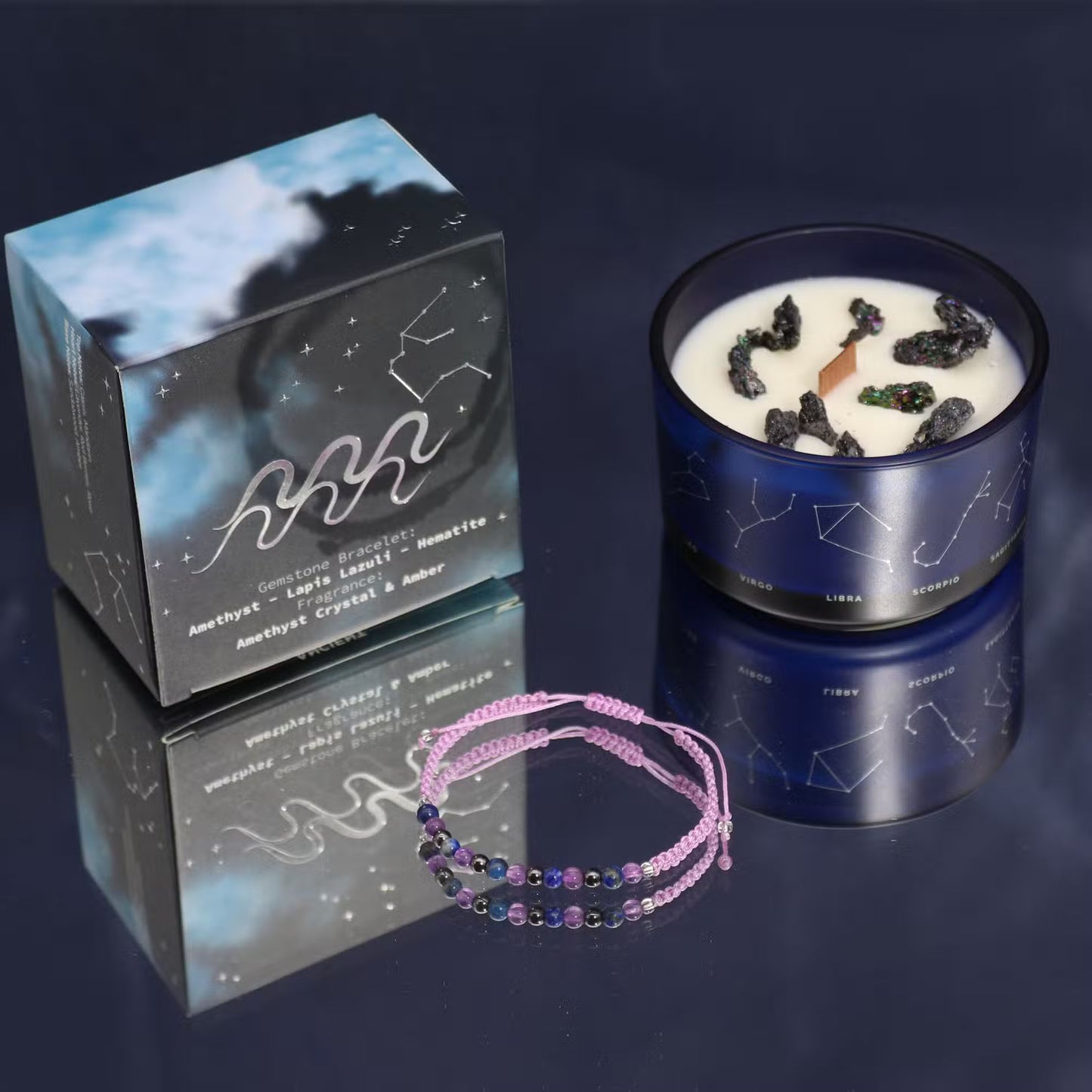 Zodiac Kristallen Kaars met Edelsteen Armband - Waterman