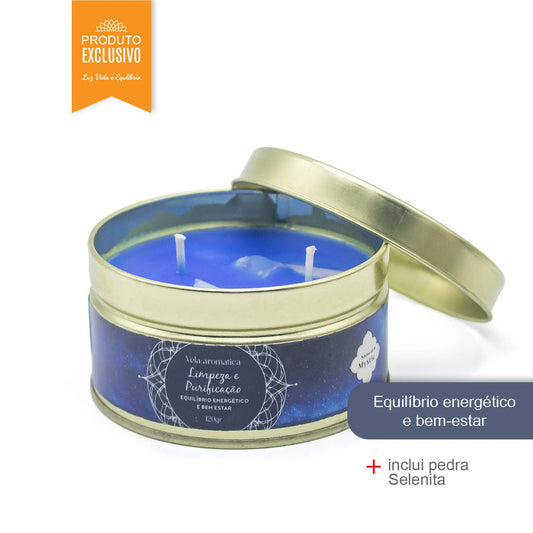 Natural Mystic Kaars met Halfedelstenen 120g – Reiniging & Energetische Zuivering