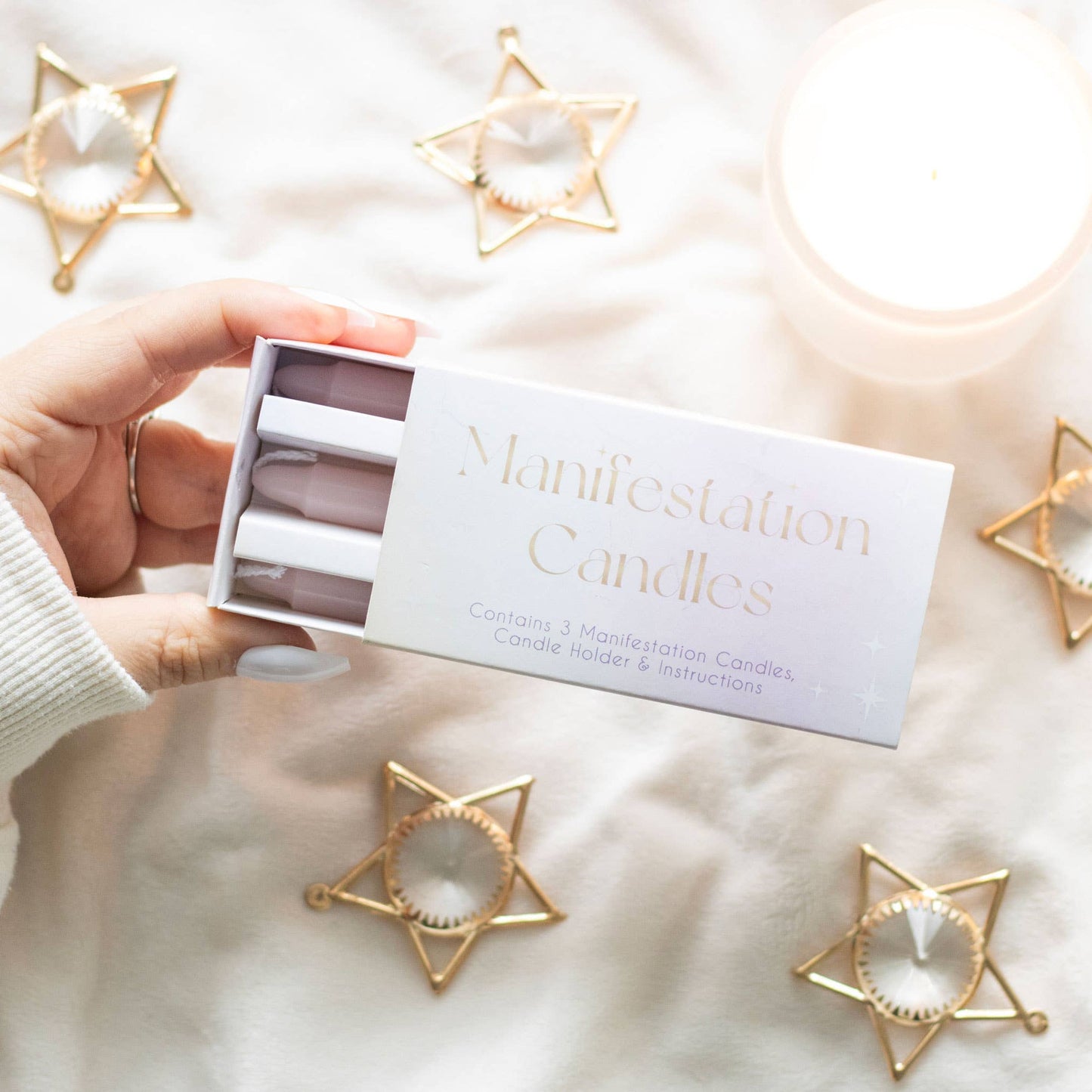 3 Manifestatie Spell-kaarsen in een Doos | Roze Spreukkaarsen