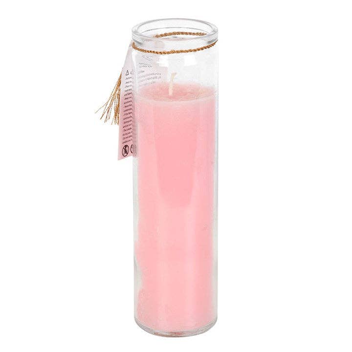 Mystical Rose Tube Candle with Rose Quartz Crystals