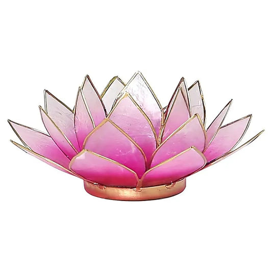 Lotus sfeerlicht roze/lichtroze goudrand Capiz schelpen