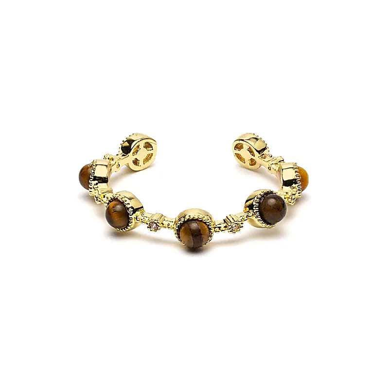 Verstelbare Ring met Tijgeroog | Goudkleurig | One Size
