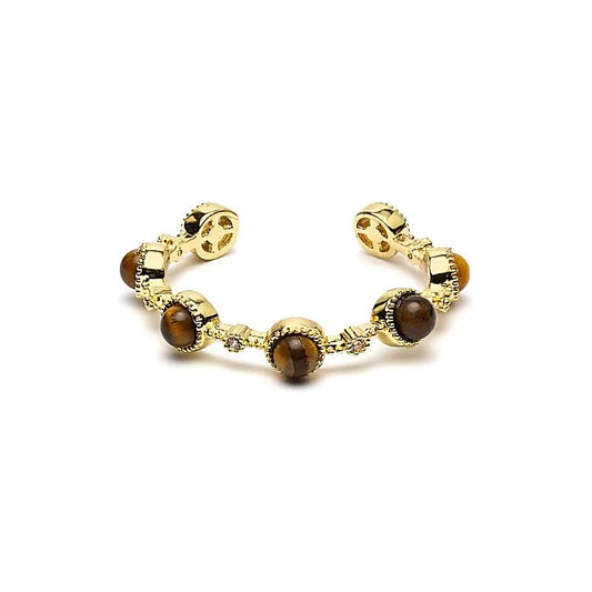 Verstelbare Ring met Tijgeroog | Goudkleurig | One Size