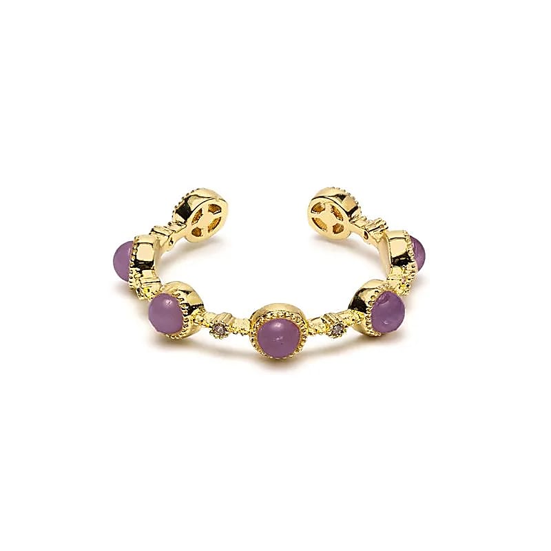 Verstelbare Ring met Amethist | Goudkleurig | One Size