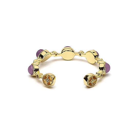 Verstelbare Ring met Amethist | Goudkleurig | One Size