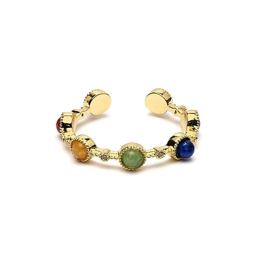 Verstelbare Ring met 7 Chakra Stenen | Goudkleurig | One Size