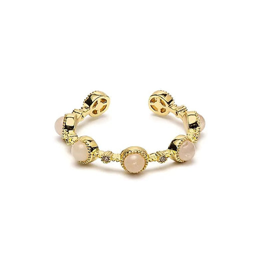 Verstelbare Ring met Rozenkwarts | Goudkleurig | One Size