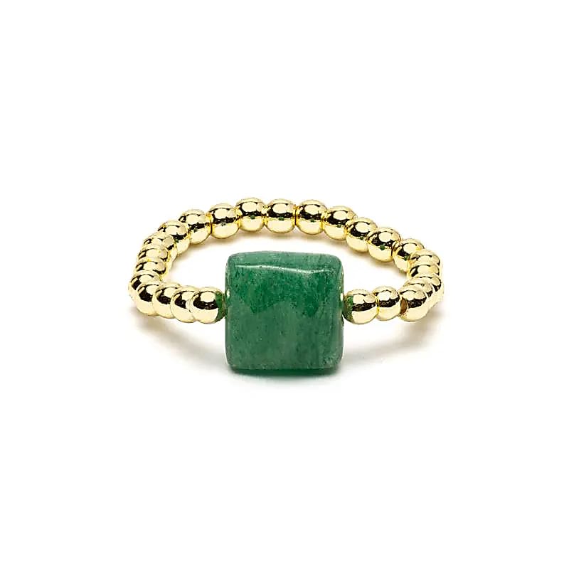 Elastische Ring Groene Aventurijn | Facetgeslepen | One Size