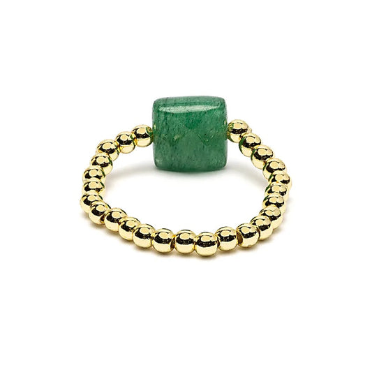 Elastische Ring Groene Aventurijn | Facetgeslepen | One Size