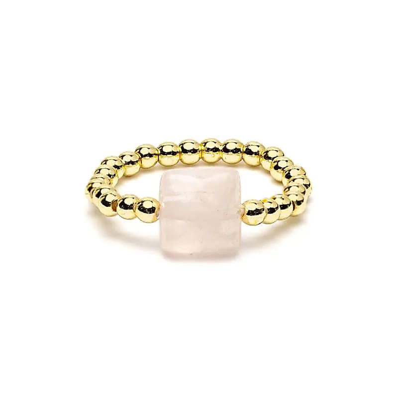 Elastische Ring Rozenkwarts | Facetgeslepen | One Size