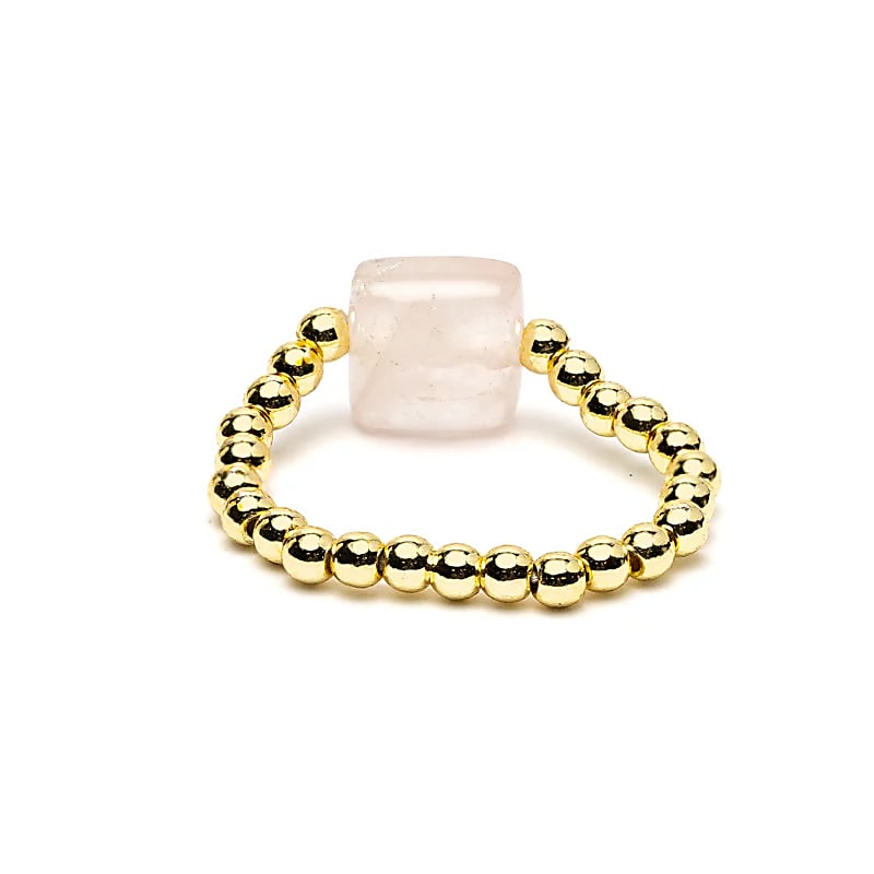 Elastische Ring Rozenkwarts | Facetgeslepen | One Size