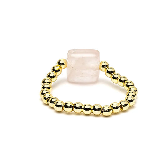 Elastische Ring Rozenkwarts | Facetgeslepen | One Size