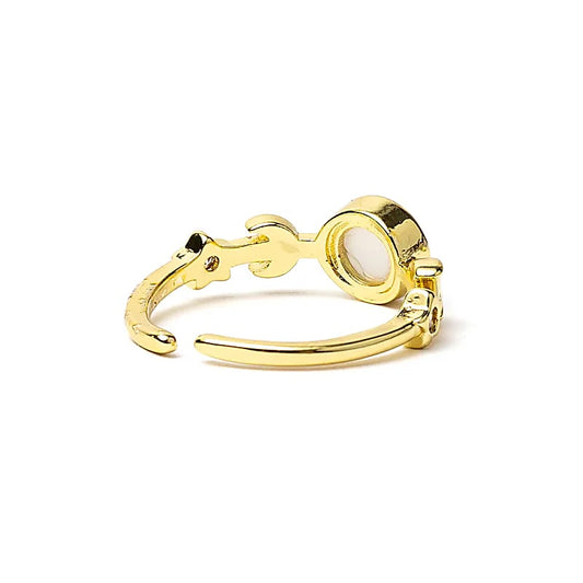Verstelbare Ring Maanfasen met Witte Agaat | One Size