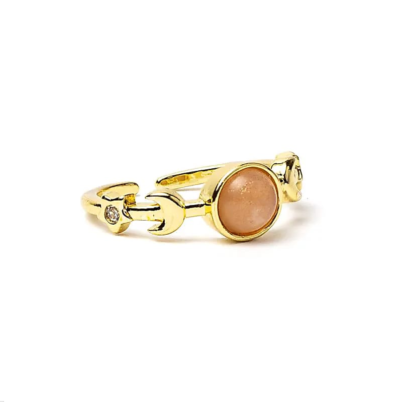 Verstelbare Ring Maanfasen met Zonnesteen | One Size