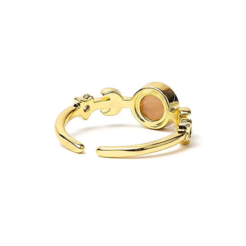 Verstelbare Ring Maanfasen met Zonnesteen | One Size
