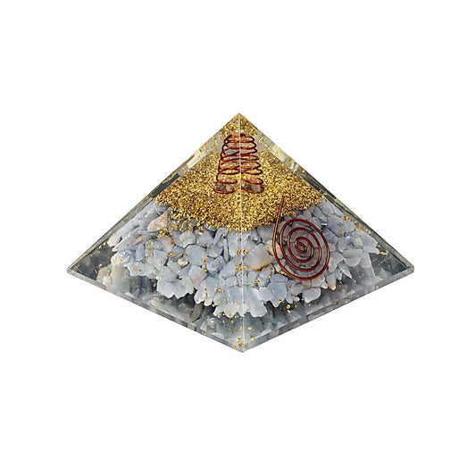 Orgoniet piramide angeliet met engelenvleugels 7 cm