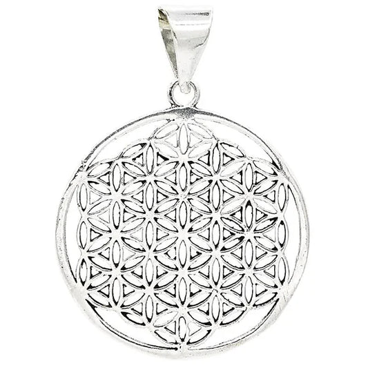 Hanger Flower of Life Messing Zilverkleurig