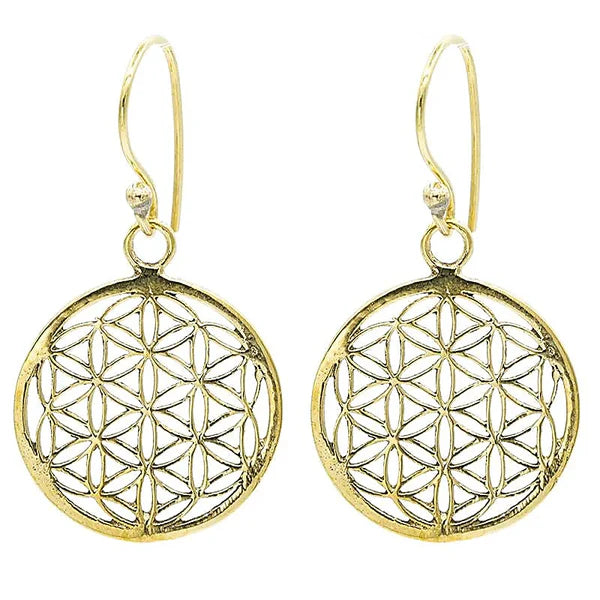 Earrings Flower of Life Brass Gold-colored