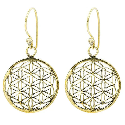 Oorbellen Flower of Life Messing Goudkleurig