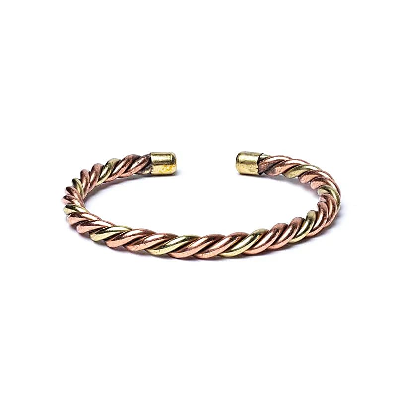 Gedraaide Armband Brons- & Goudkleurig | Messing & Koper | Verstelbaar