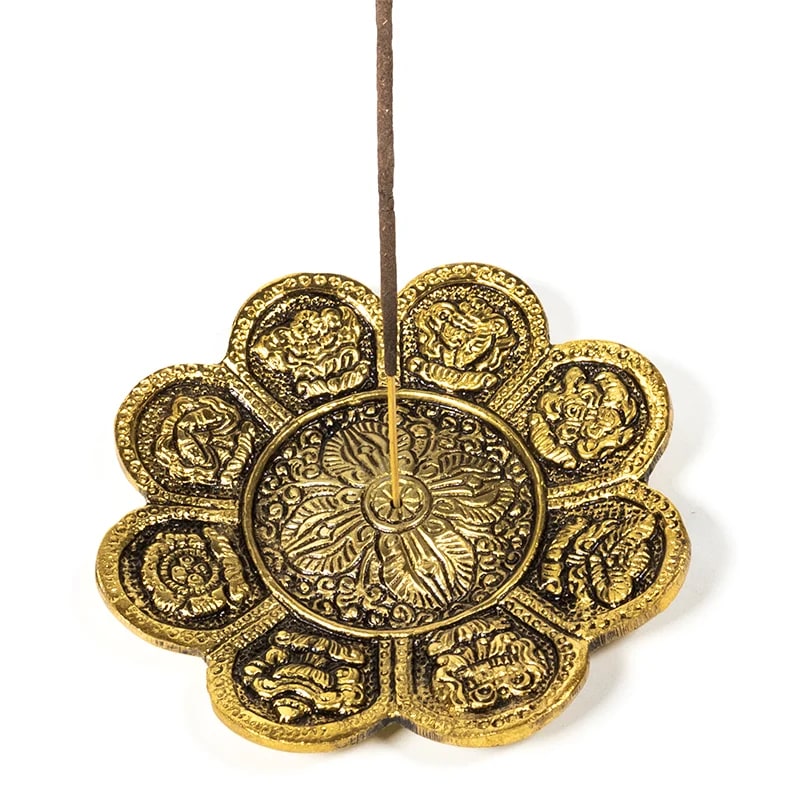 Wierookhouder 8 Boeddhistische Voorspoedsymbolen | Goudkleur | Amstercharmed